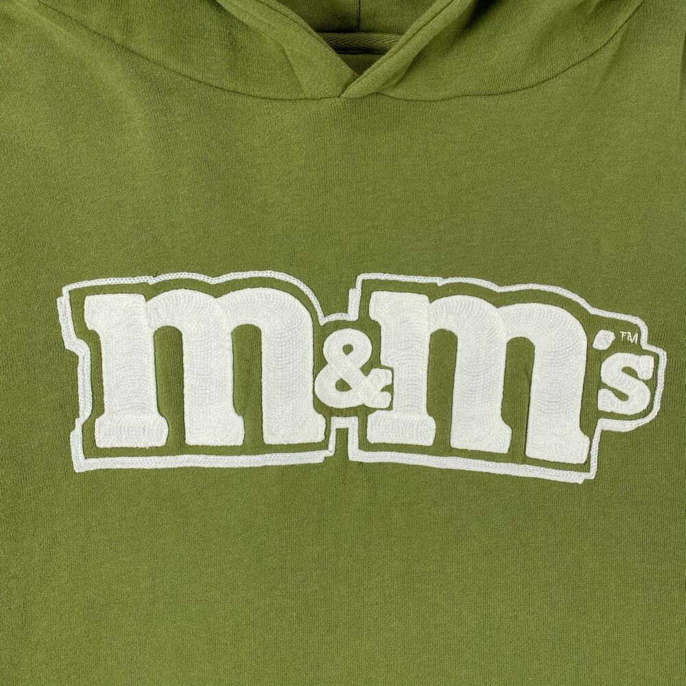 M&M’s Green Logo Hoodie Mens L Graphic Sweatshirt Fleece Pullover Unisex Y2K - Picture 6 of 13